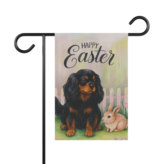 Black Tan Cavalier Easter Garden Flag