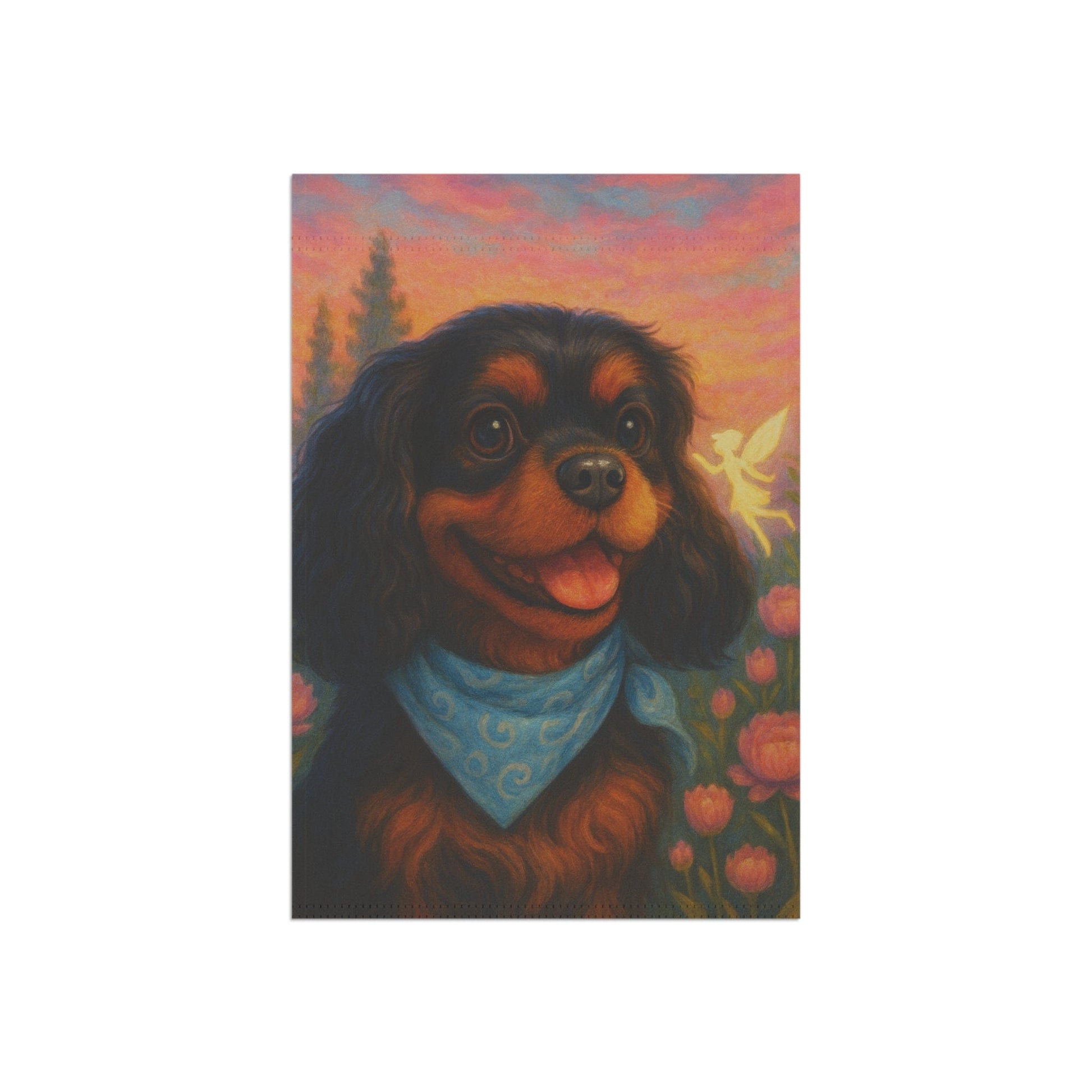 Printify Garden Flag Black Tan Cavalier Fairy Garden Flag
