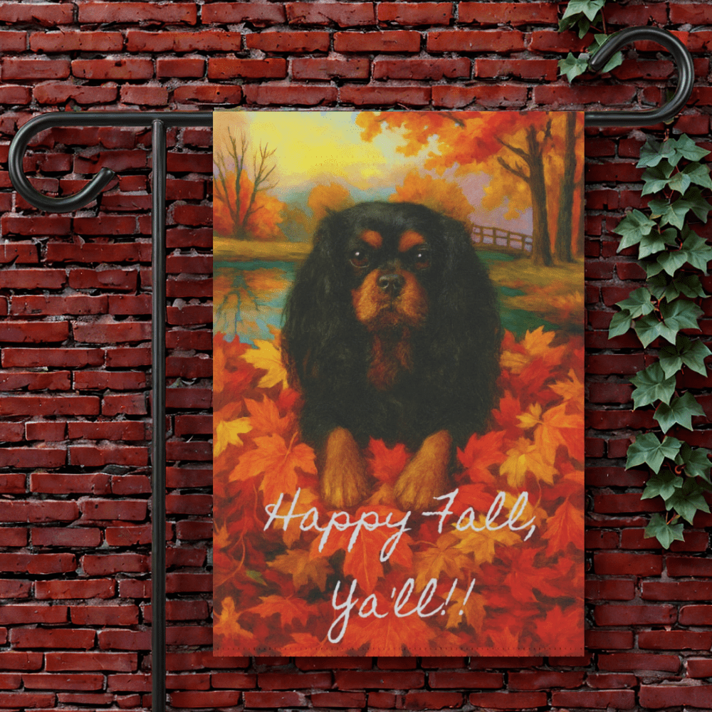 Black & Tan Cavalier Fall Ya'll Garden Flag 12'' × 18''