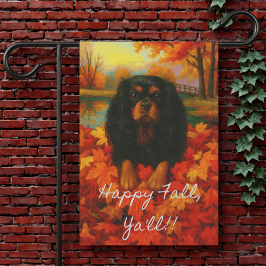 Black & Tan Cavalier Fall Ya'll Garden Flag 12'' × 18''