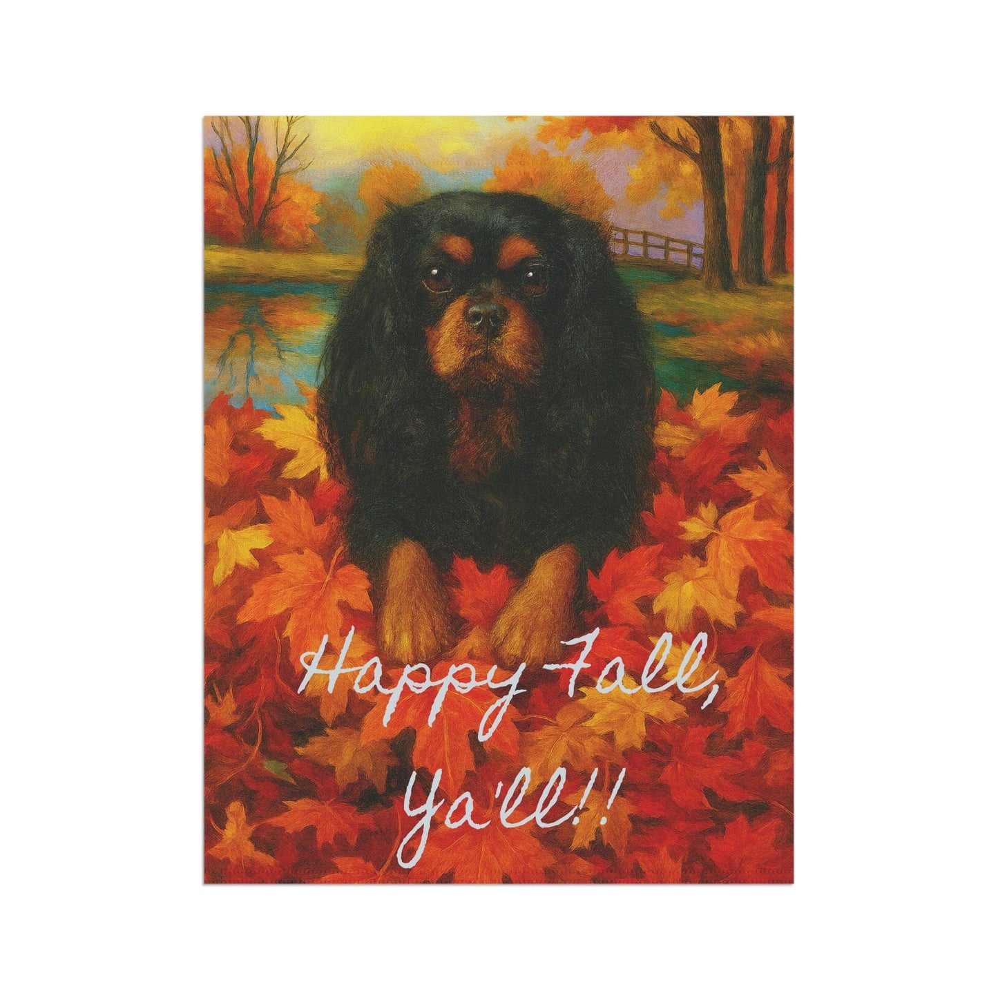 Black & Tan Cavalier Fall Ya'll Garden Flag