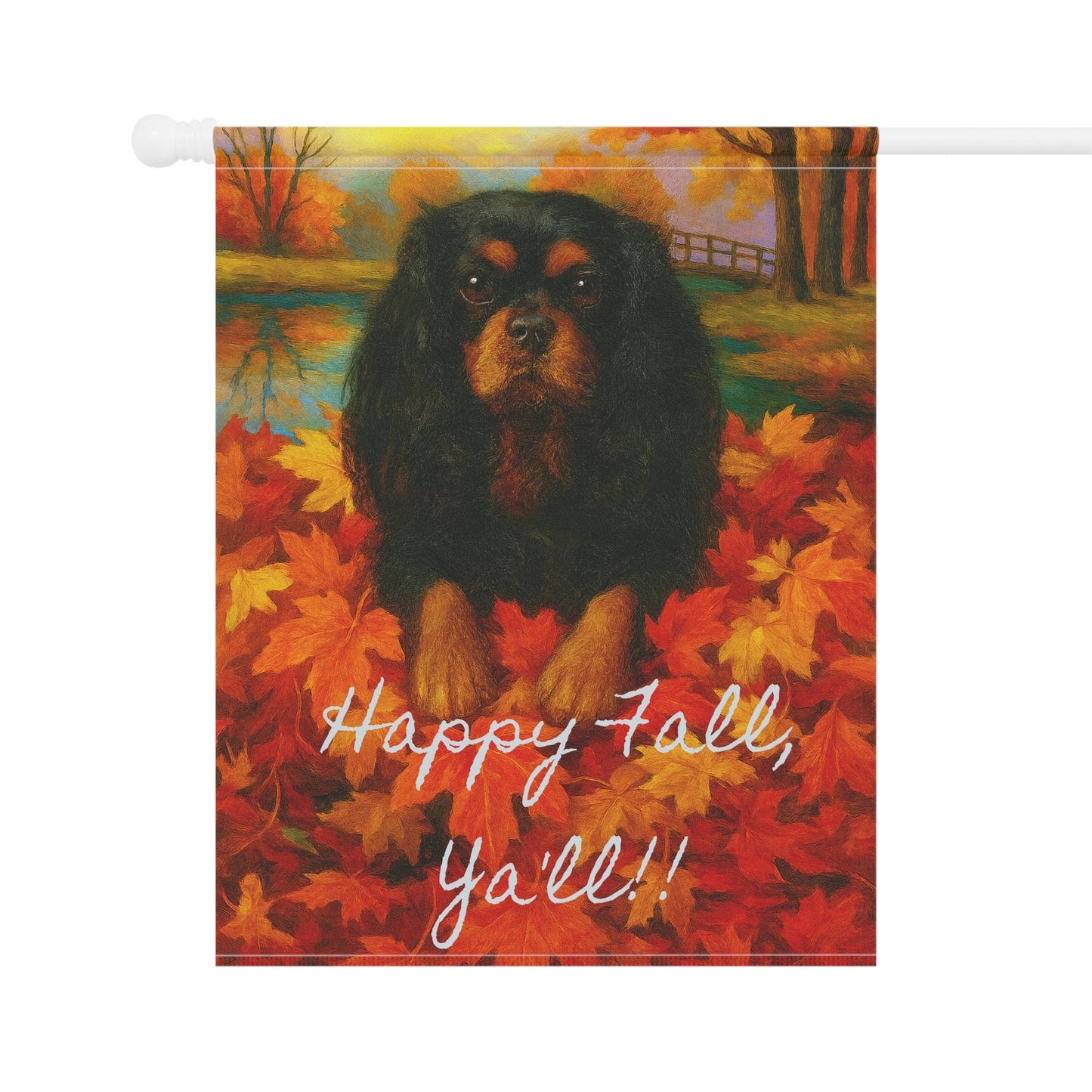 Black & Tan Cavalier Fall Ya'll Garden Flag