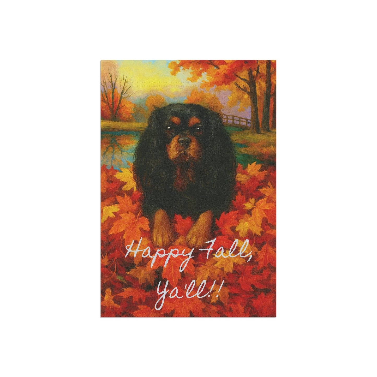 Black & Tan Cavalier Fall Ya'll Garden Flag