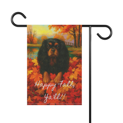 Black & Tan Cavalier Fall Ya'll Garden Flag