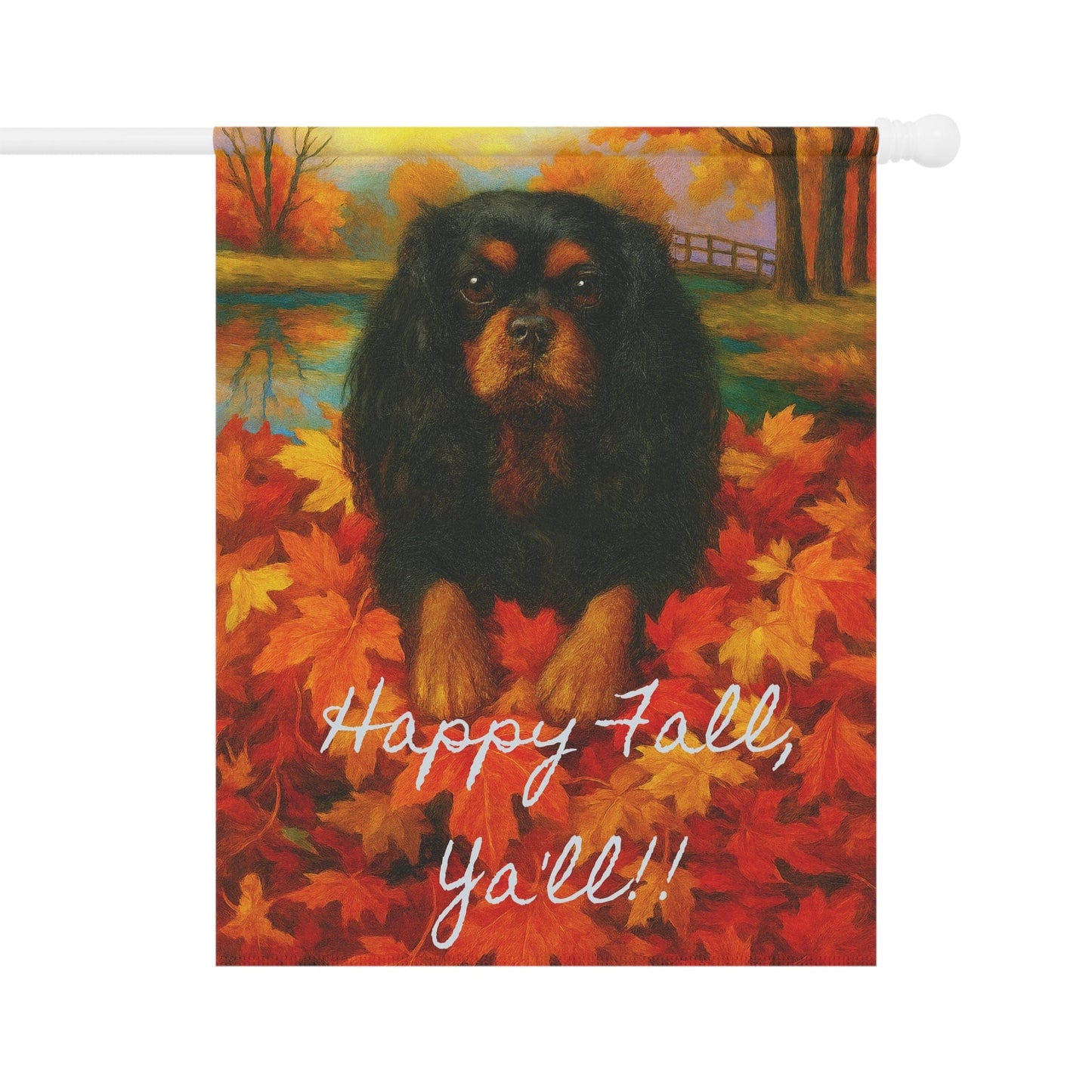 Black & Tan Cavalier Fall Ya'll Garden Flag