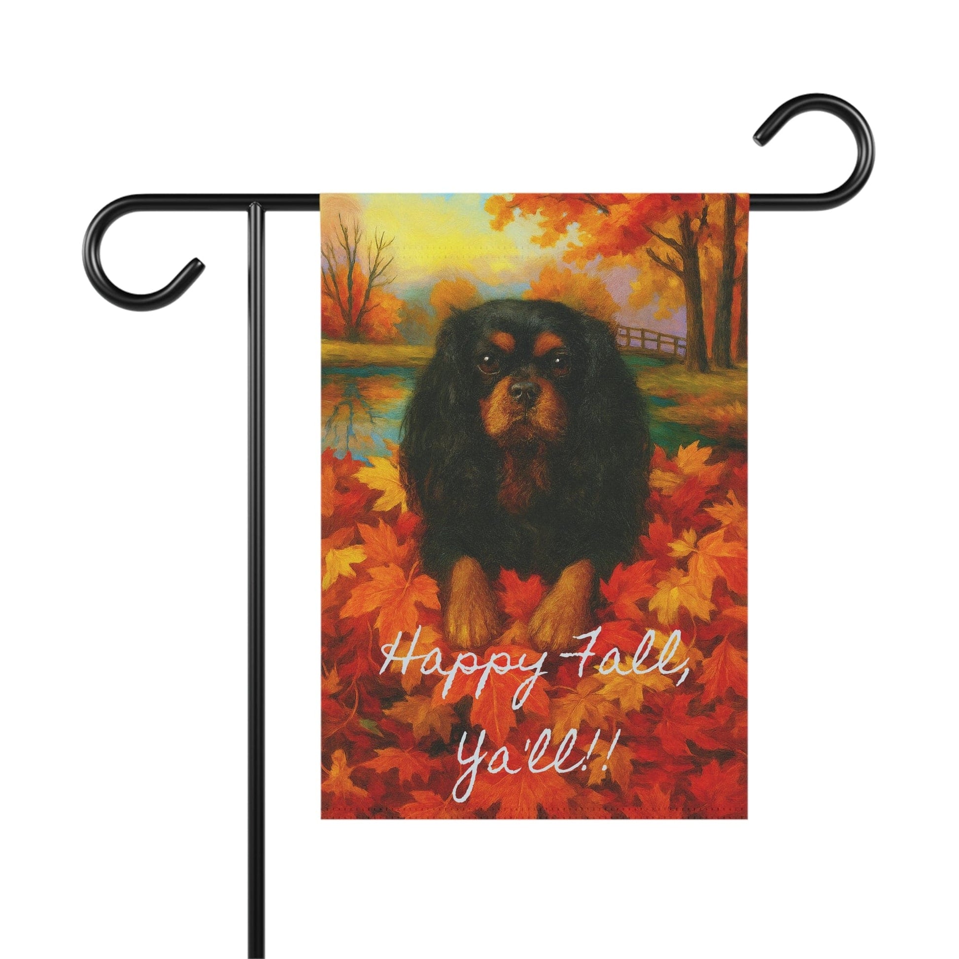 Black & Tan Cavalier Fall Ya'll Garden Flag
