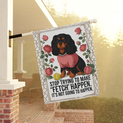 Black Tan Cavalier Fetch Garden Flag