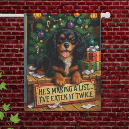Black Tan Cavalier Funny Christmas Flag 24.5'' × 32''