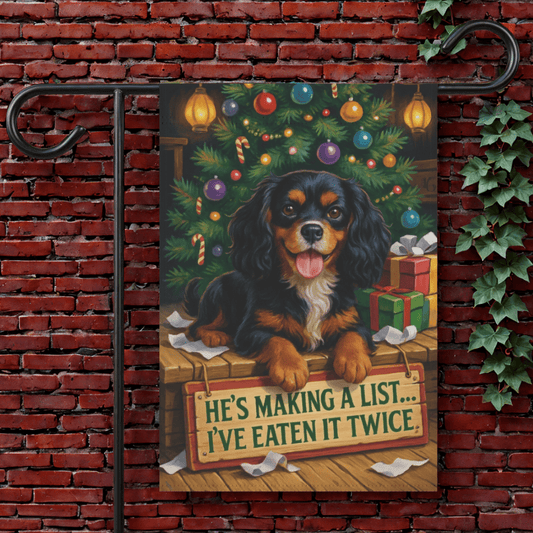 Black Tan Cavalier Funny Christmas Flag 12'' × 18''