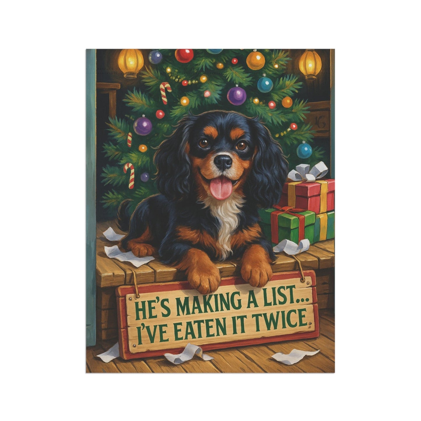 Black Tan Cavalier Funny Christmas Flag