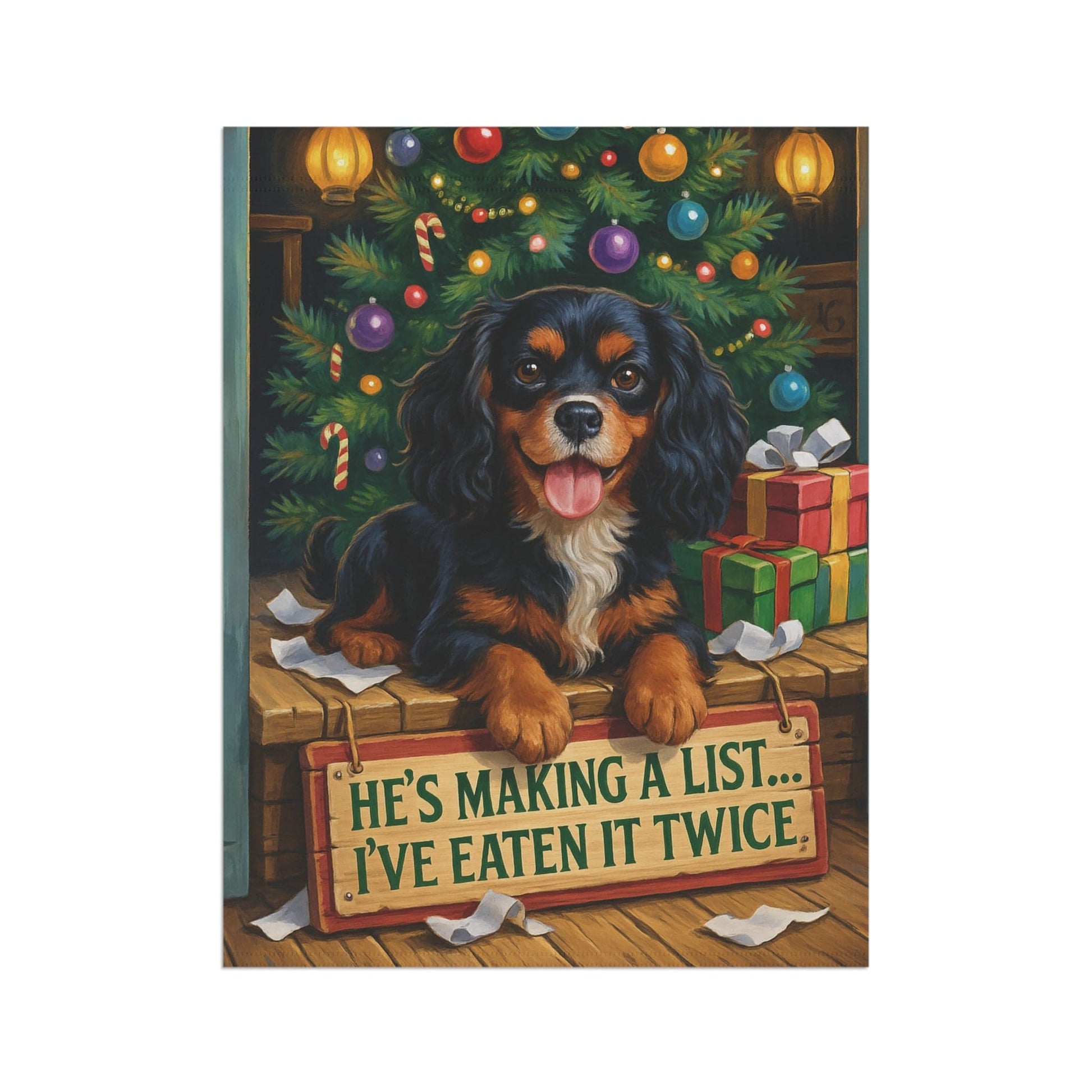 Black Tan Cavalier Funny Christmas Flag