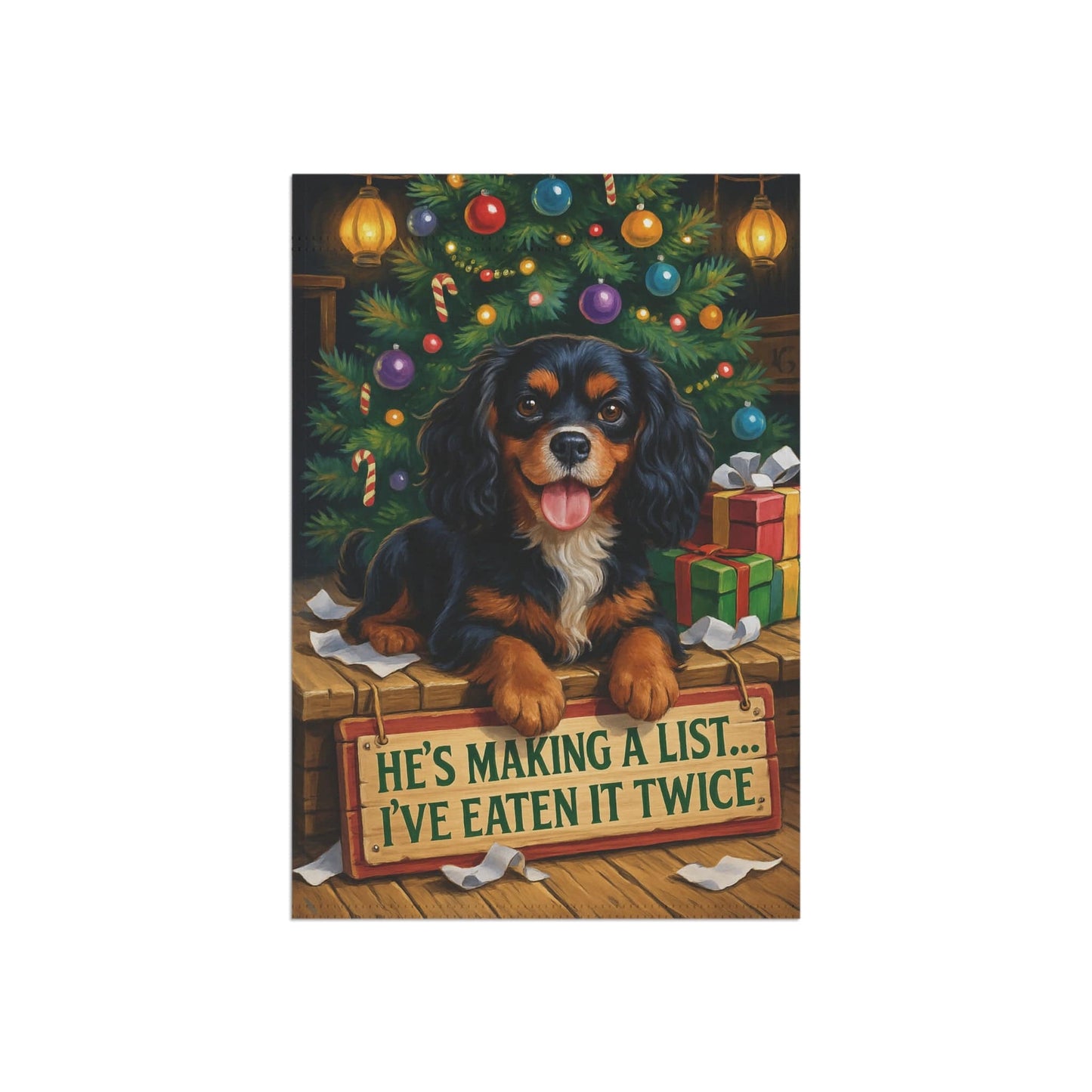 Black Tan Cavalier Funny Christmas Flag