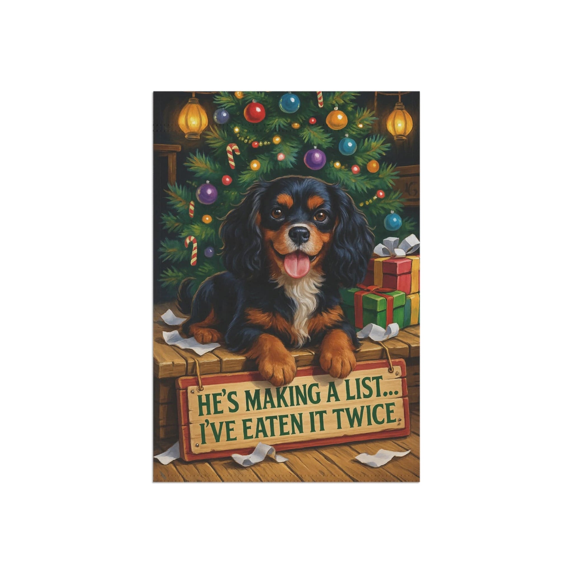 Black Tan Cavalier Funny Christmas Flag