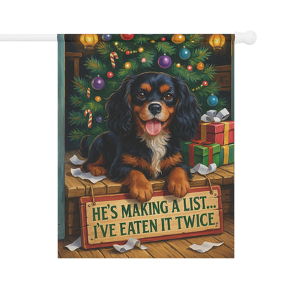 Black Tan Cavalier Funny Christmas Flag