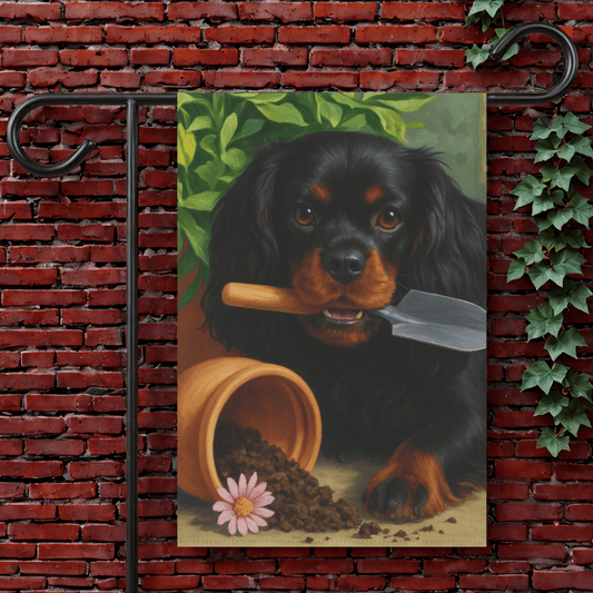 Black Tan Cavalier Garden Flag 12'' × 18''