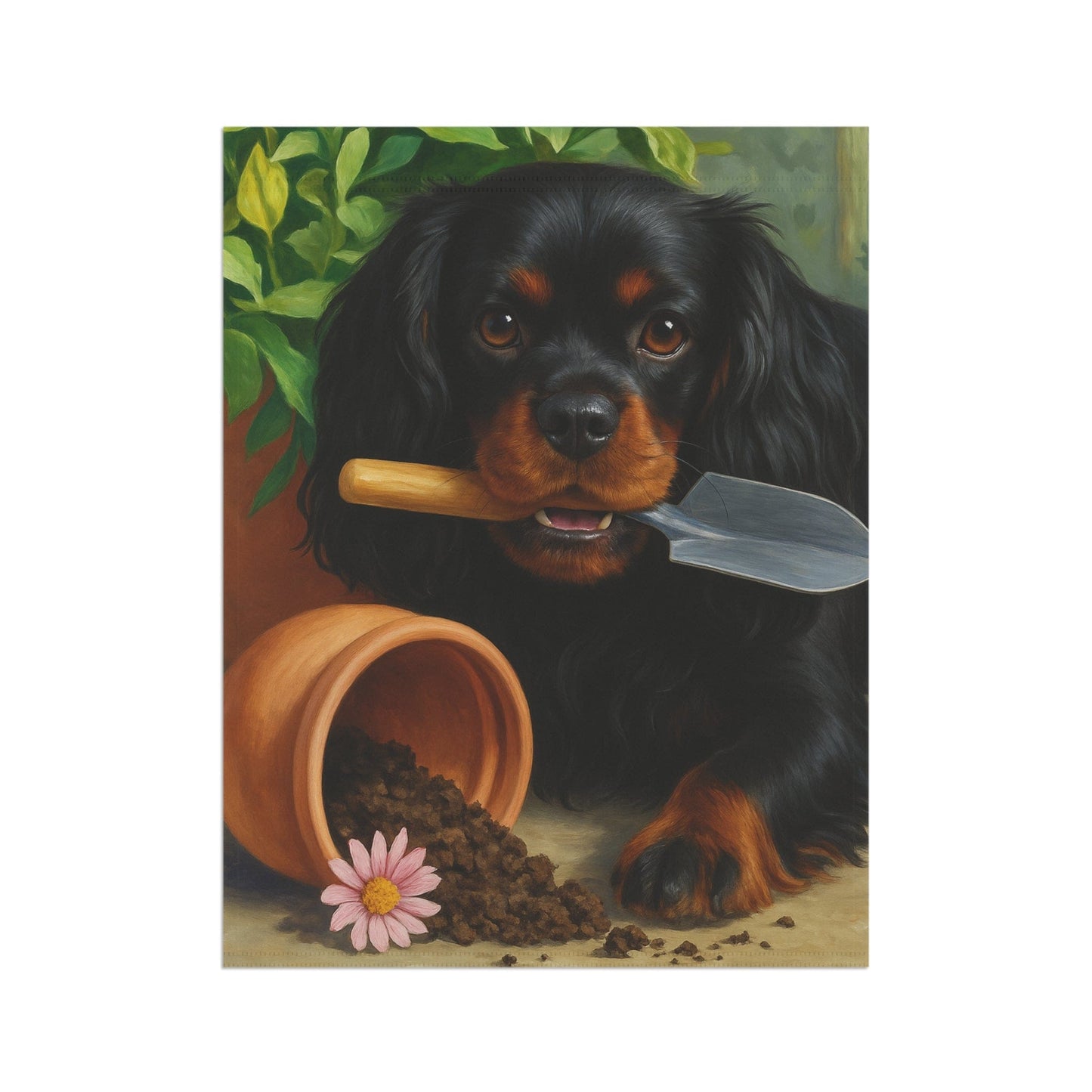 Black Tan Cavalier Garden Flag
