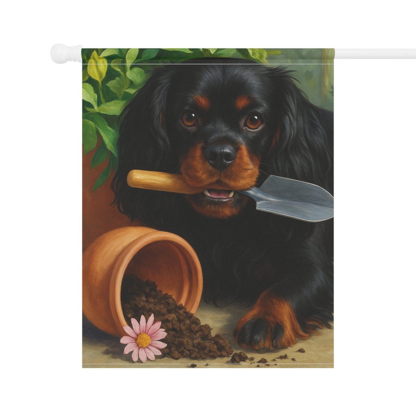 Black Tan Cavalier Garden Flag