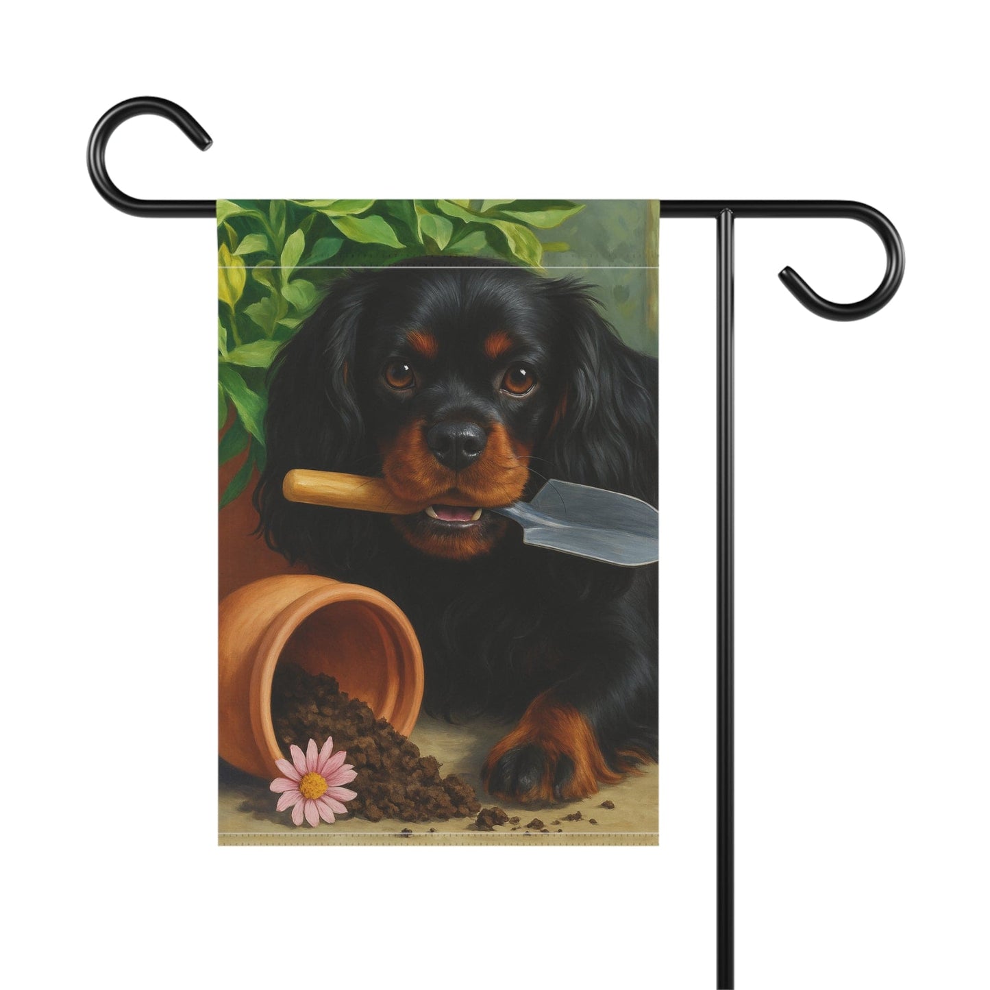 Black Tan Cavalier Garden Flag
