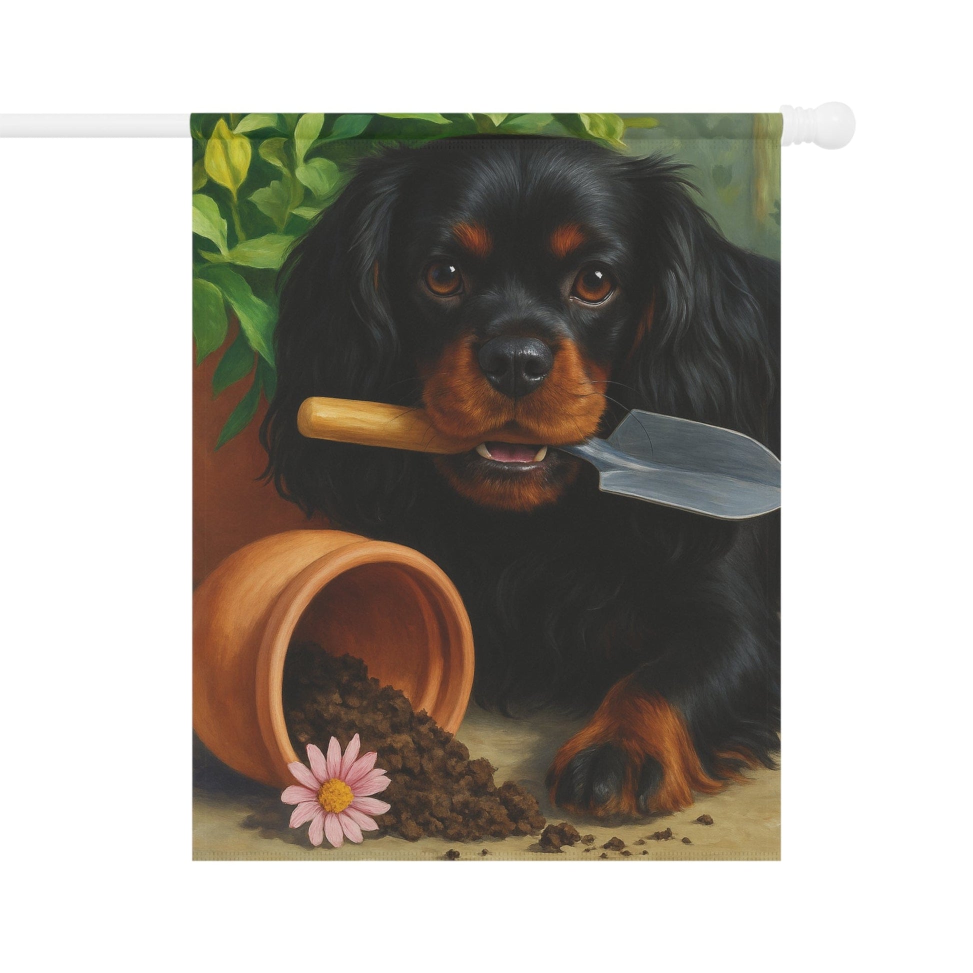 Black Tan Cavalier Garden Flag