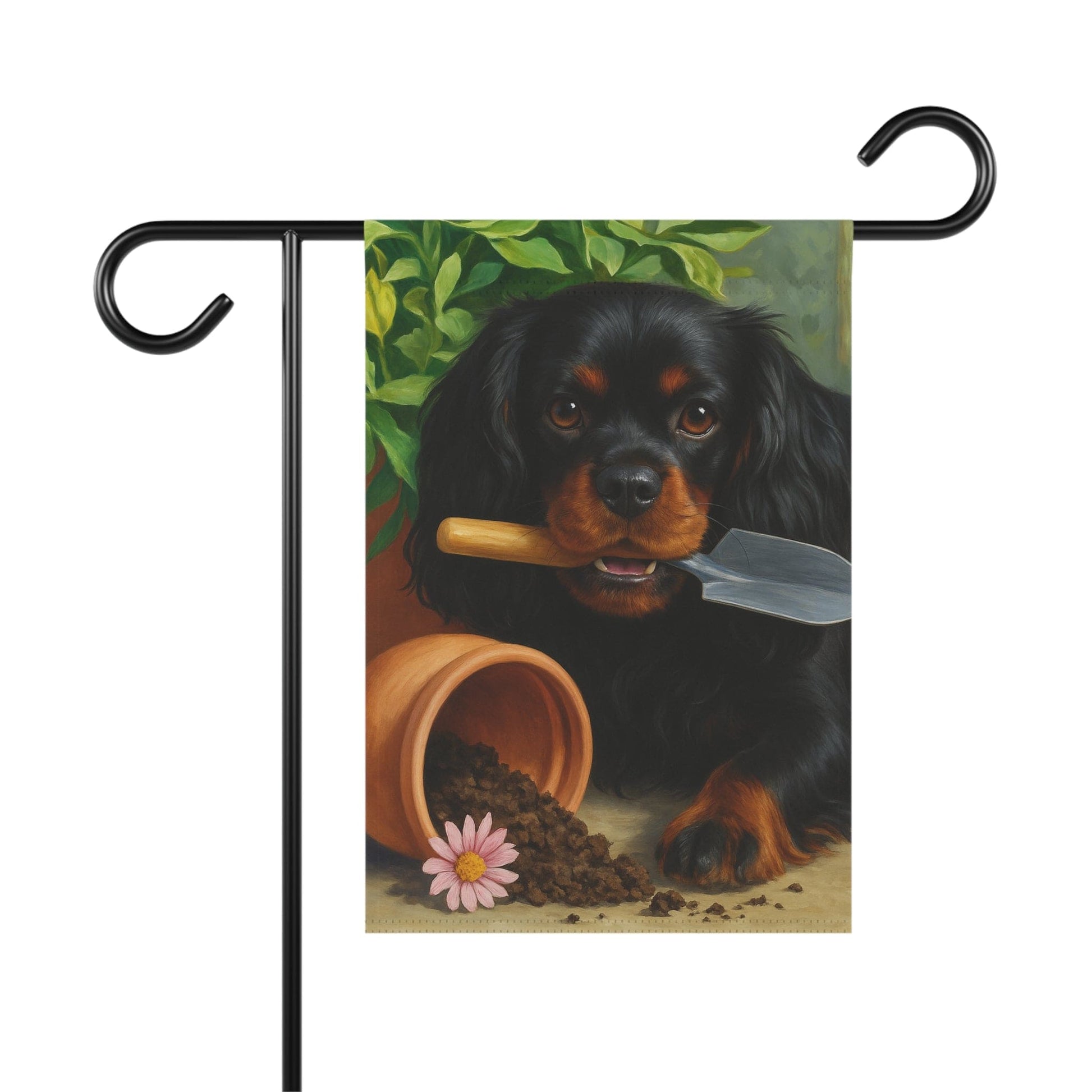 Black Tan Cavalier Garden Flag