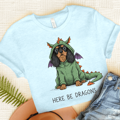 Personalized Cavalier Dragons Unisex TShirt Heather Ice Blue
