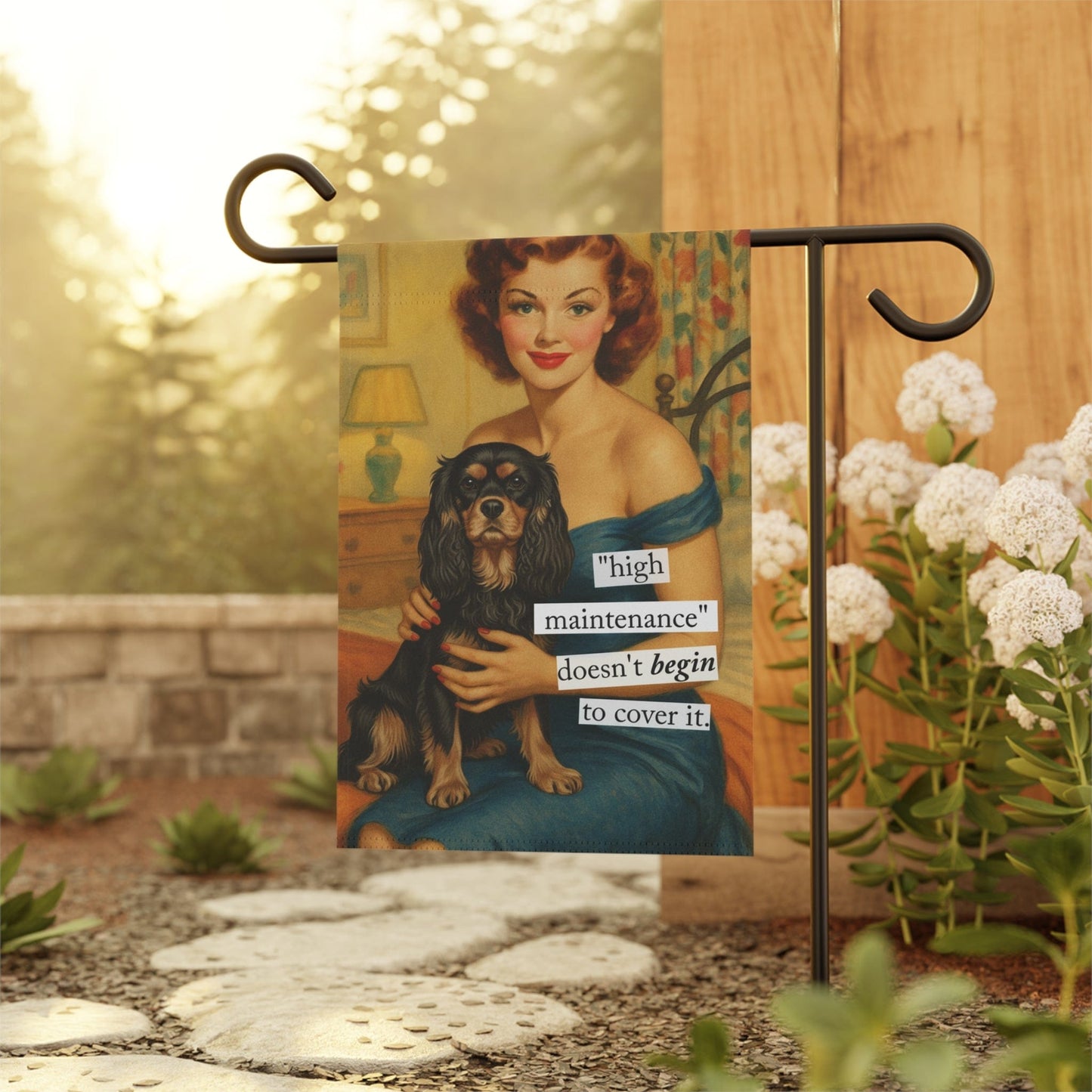 Personalized Cavalier High Maintenance Garden Flag