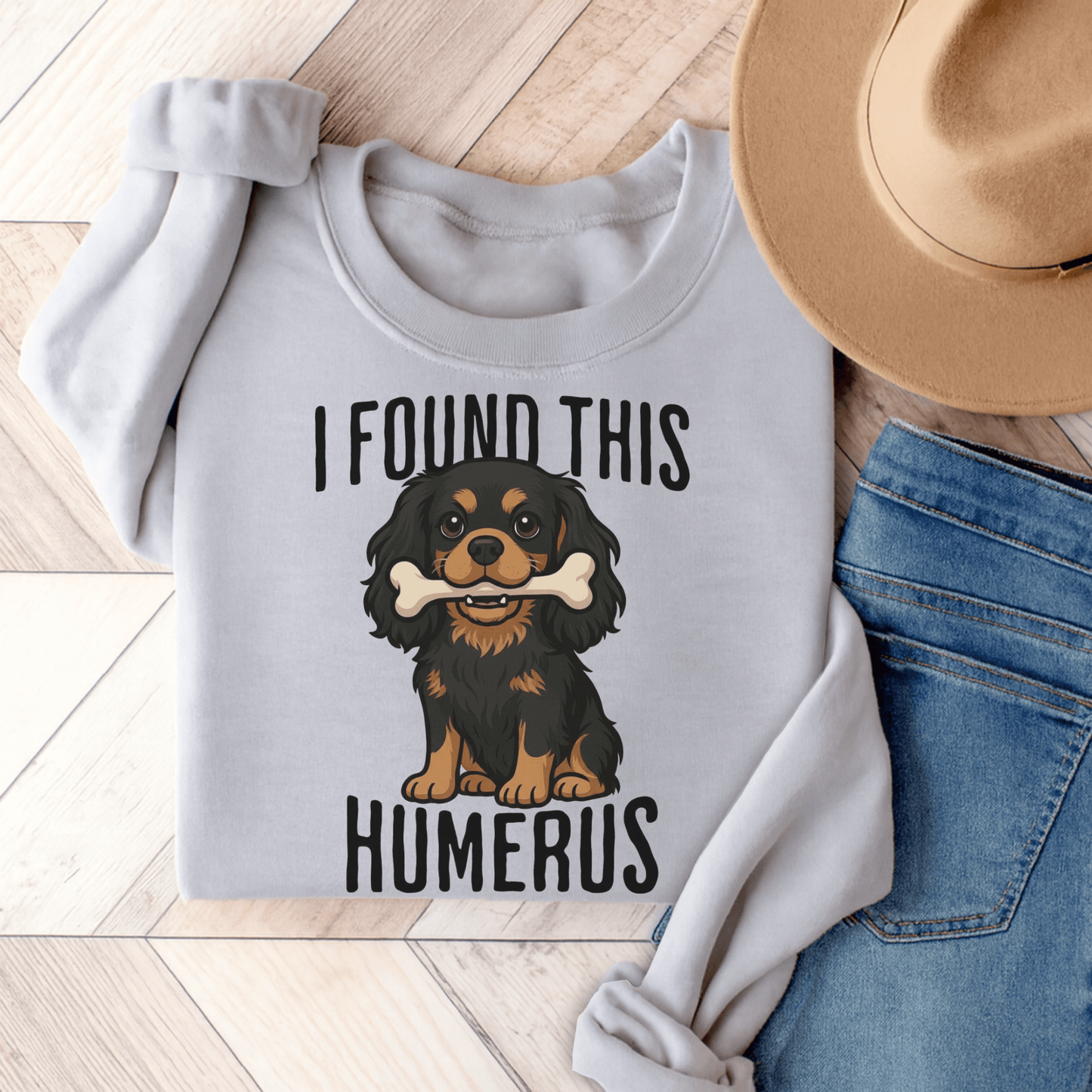 Black Tan Cavalier Humerus Sweatshirt Ash