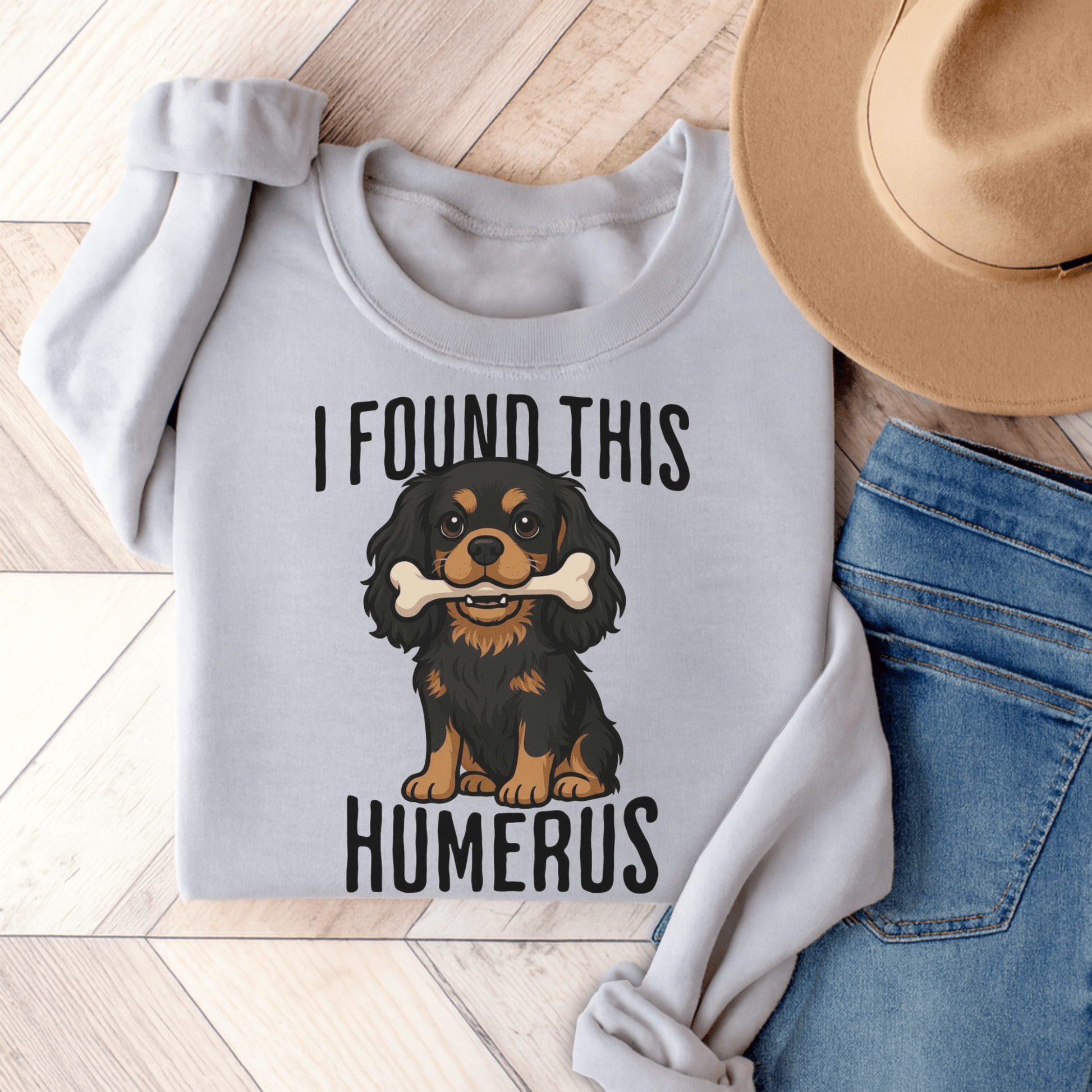 Black Tan Cavalier Humerus Sweatshirt Ash