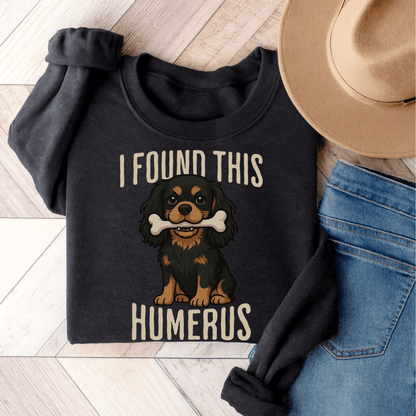 Black Tan Cavalier Humerus Sweatshirt Dark Heather