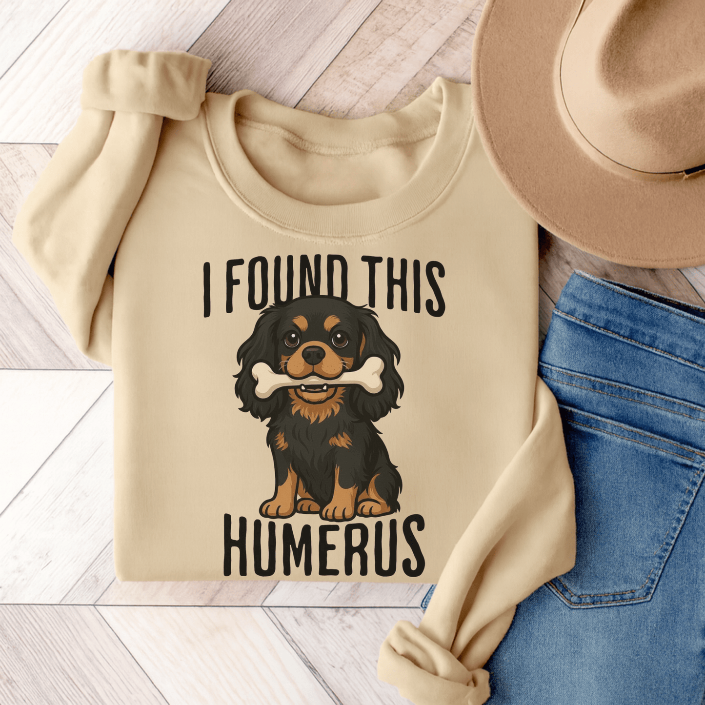 Black Tan Cavalier Humerus Sweatshirt Sand