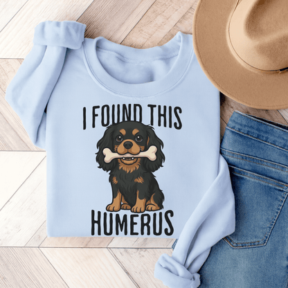 Black Tan Cavalier Humerus Sweatshirt Light Blue