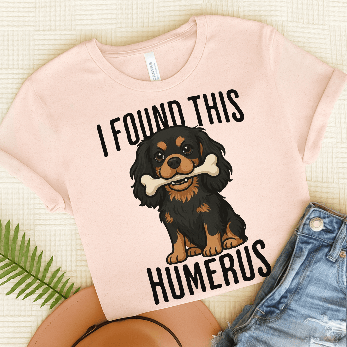 Black Tan Cavalier Humerus Tshirt Soft Pink