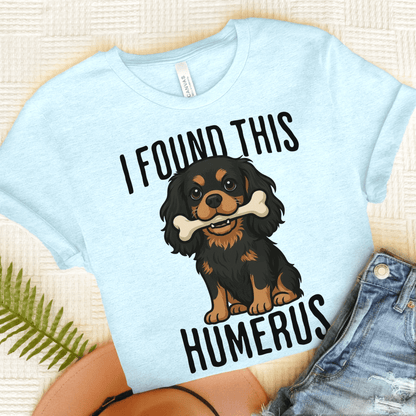 Black Tan Cavalier Humerus Tshirt Heather Ice Blue
