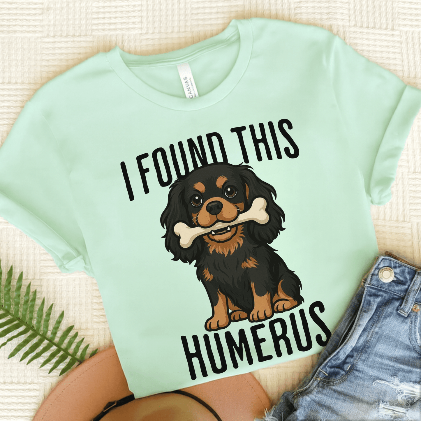 Black Tan Cavalier Humerus Tshirt Heather Mint