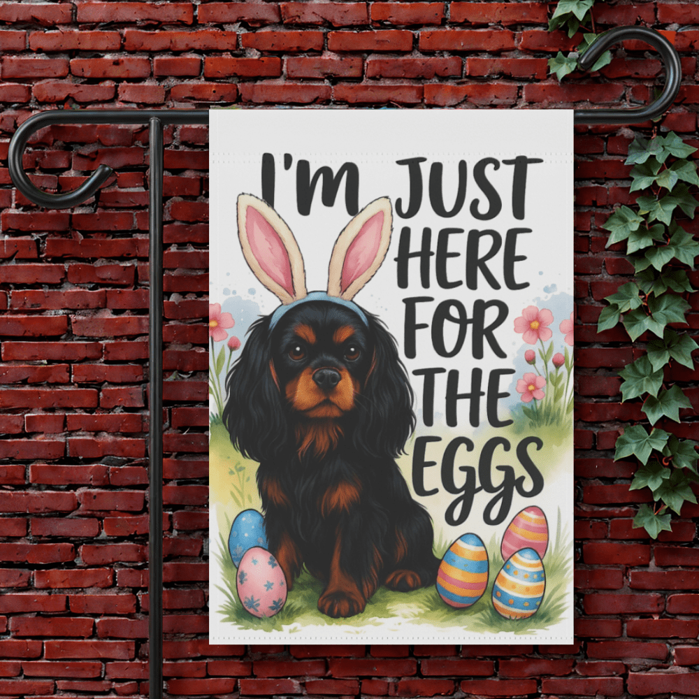 Black Tan Cavalier King Charles Easter Garden Flag 12'' × 18''