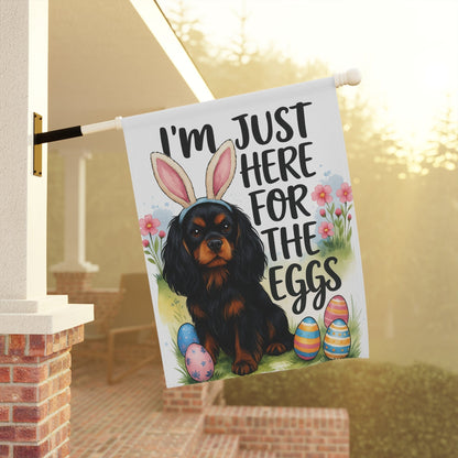 Black Tan Cavalier King Charles Easter Garden Flag