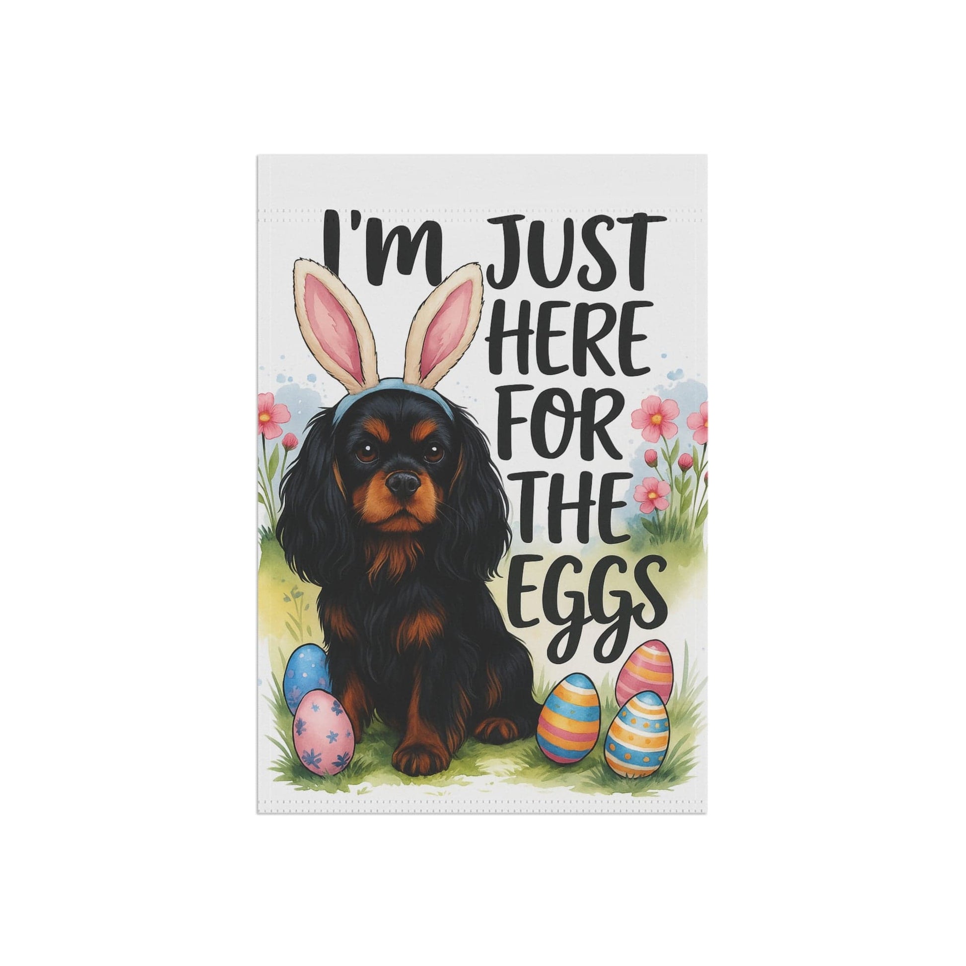 Black Tan Cavalier King Charles Easter Garden Flag