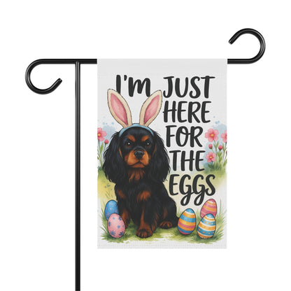Black Tan Cavalier King Charles Easter Garden Flag