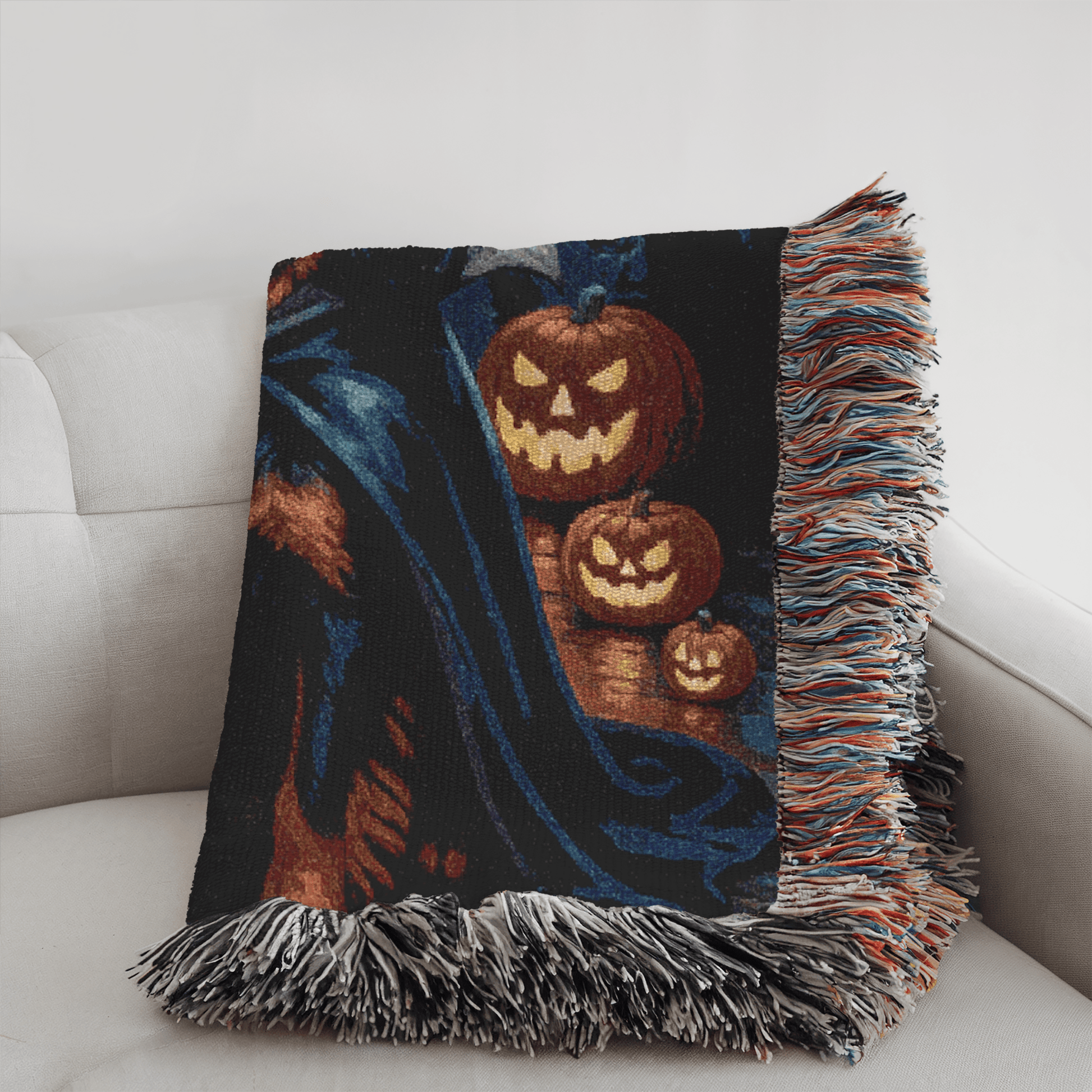 Black Tan Cavalier King Charles Halloween Woven Blanket