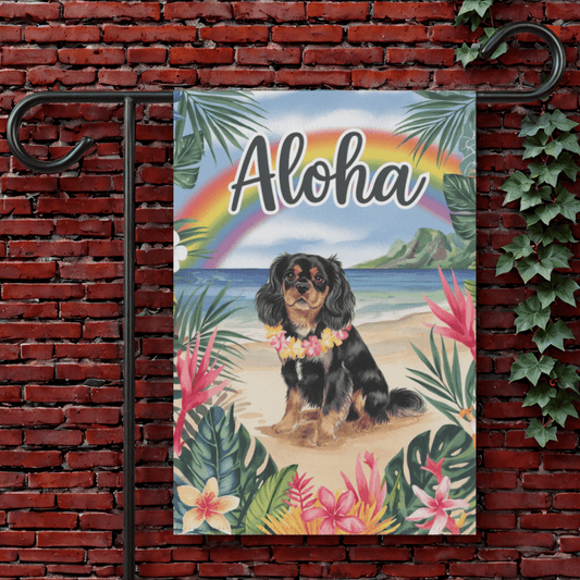 Printify Garden Flag 12'' × 18'' Black Tan Cavalier King Charles Hawaii Garden Flag