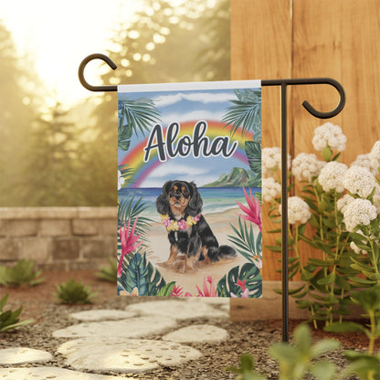Printify Garden Flag Black Tan Cavalier King Charles Hawaii Garden Flag