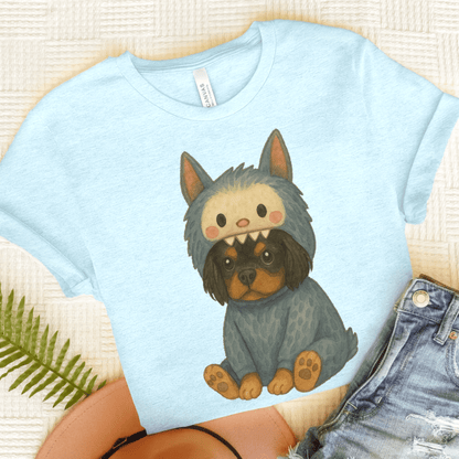 Printify T-Shirt Heather Ice Blue / S Black Tan Cavalier King Charles Little Monster TShirt