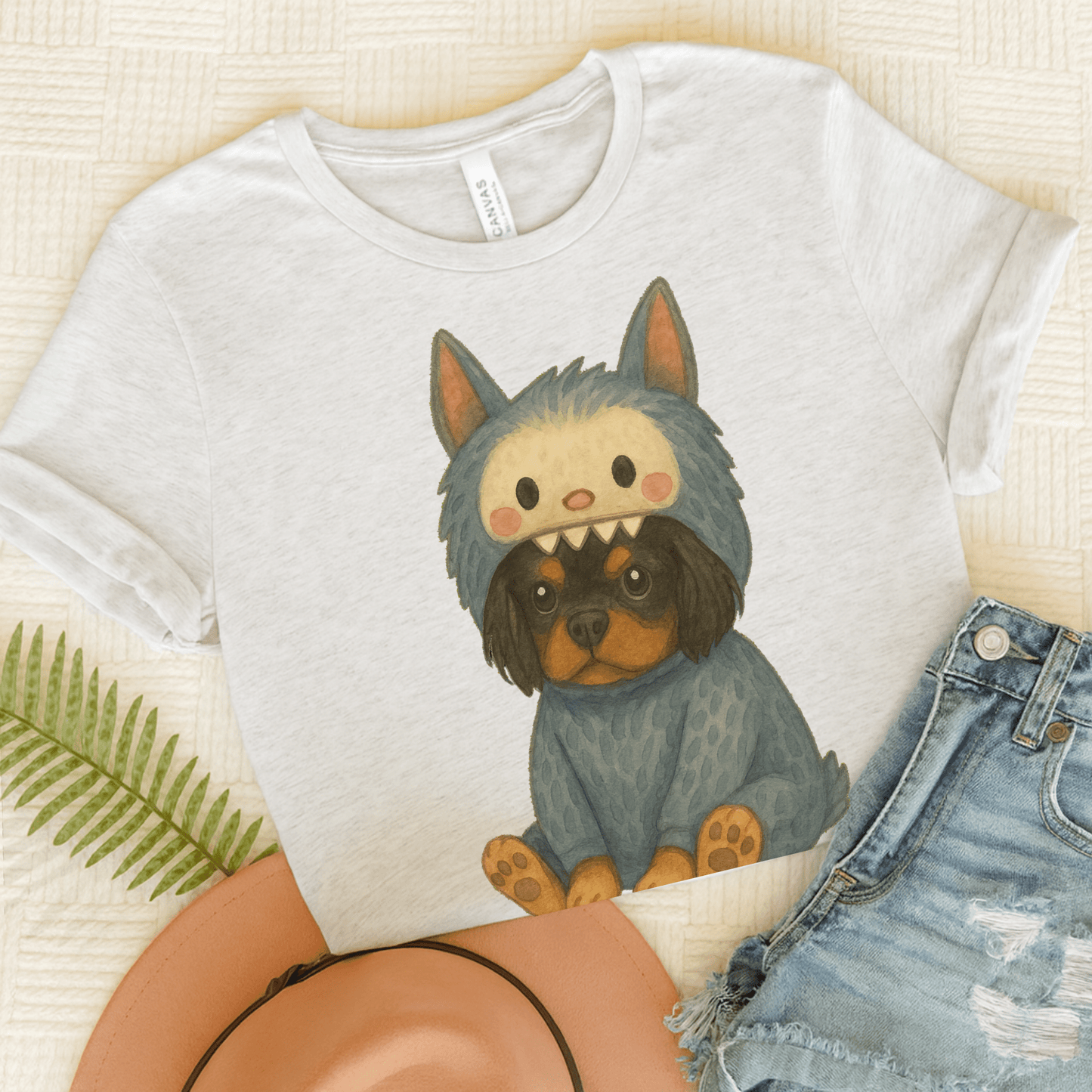 Printify T-Shirt Ash / S Black Tan Cavalier King Charles Little Monster TShirt