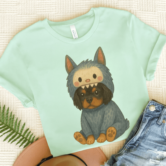 Printify T-Shirt Heather Mint / S Black Tan Cavalier King Charles Little Monster TShirt