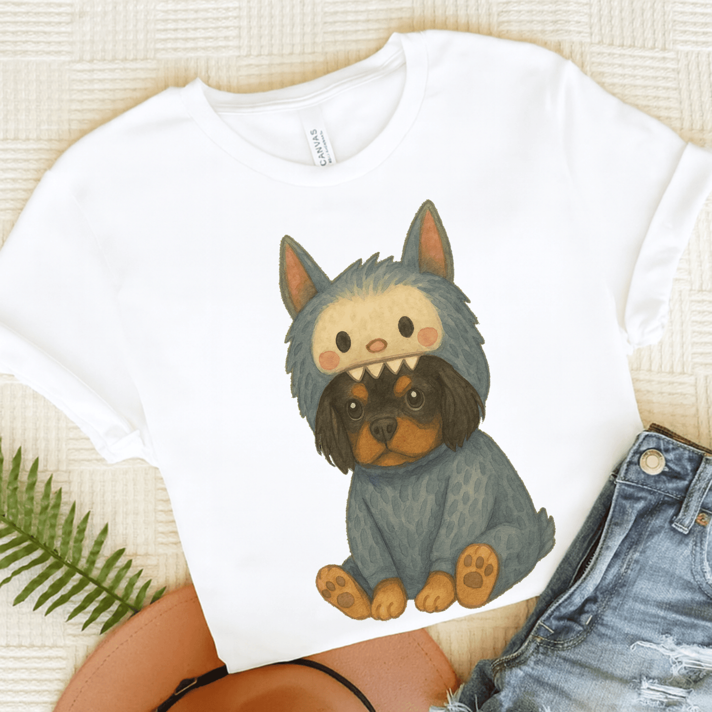 Printify T-Shirt White / S Black Tan Cavalier King Charles Little Monster TShirt