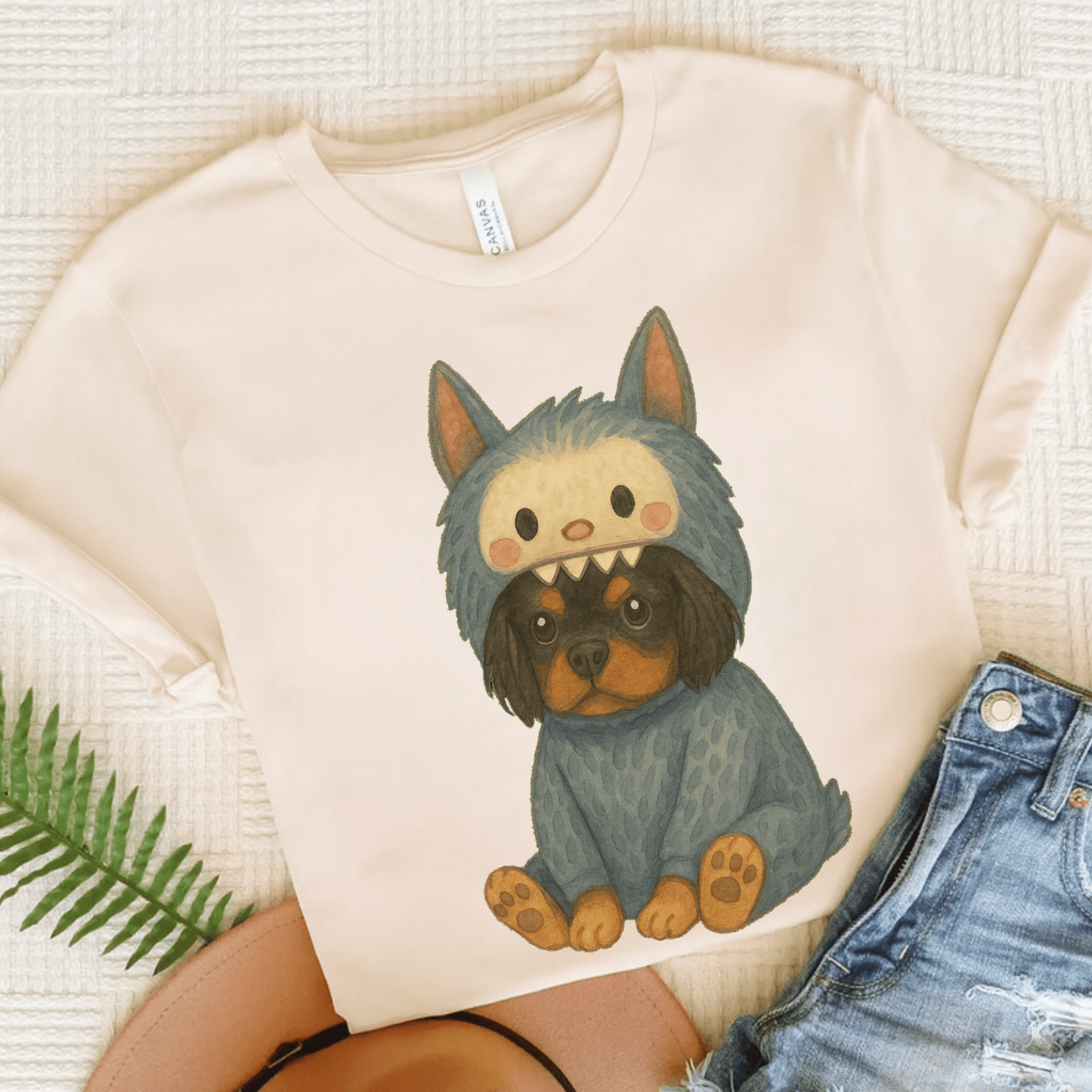 Printify T-Shirt Natural / S Black Tan Cavalier King Charles Little Monster TShirt