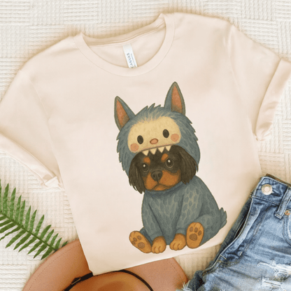 Printify T-Shirt Natural / S Black Tan Cavalier King Charles Little Monster TShirt