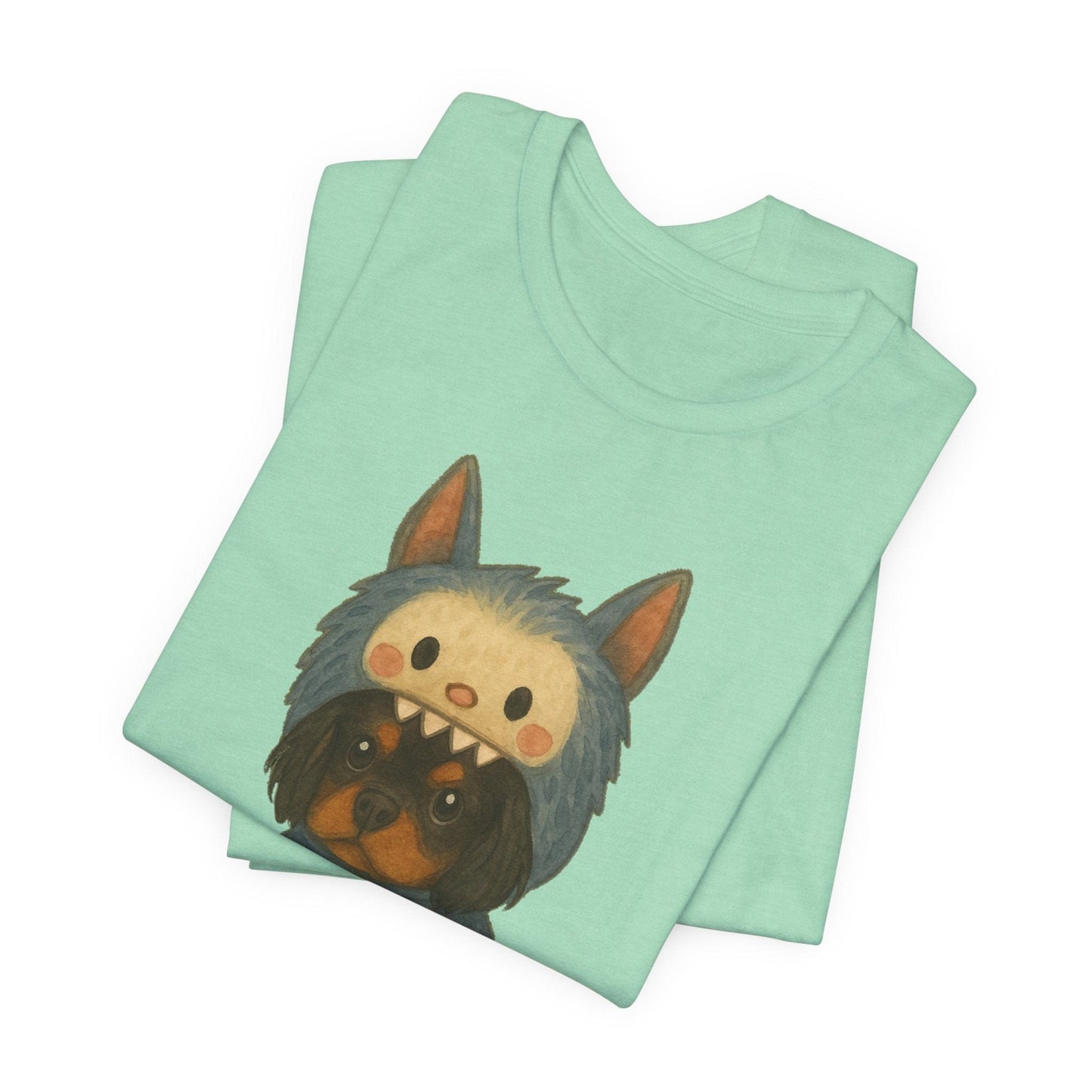 Printify T-Shirt Black Tan Cavalier King Charles Little Monster TShirt