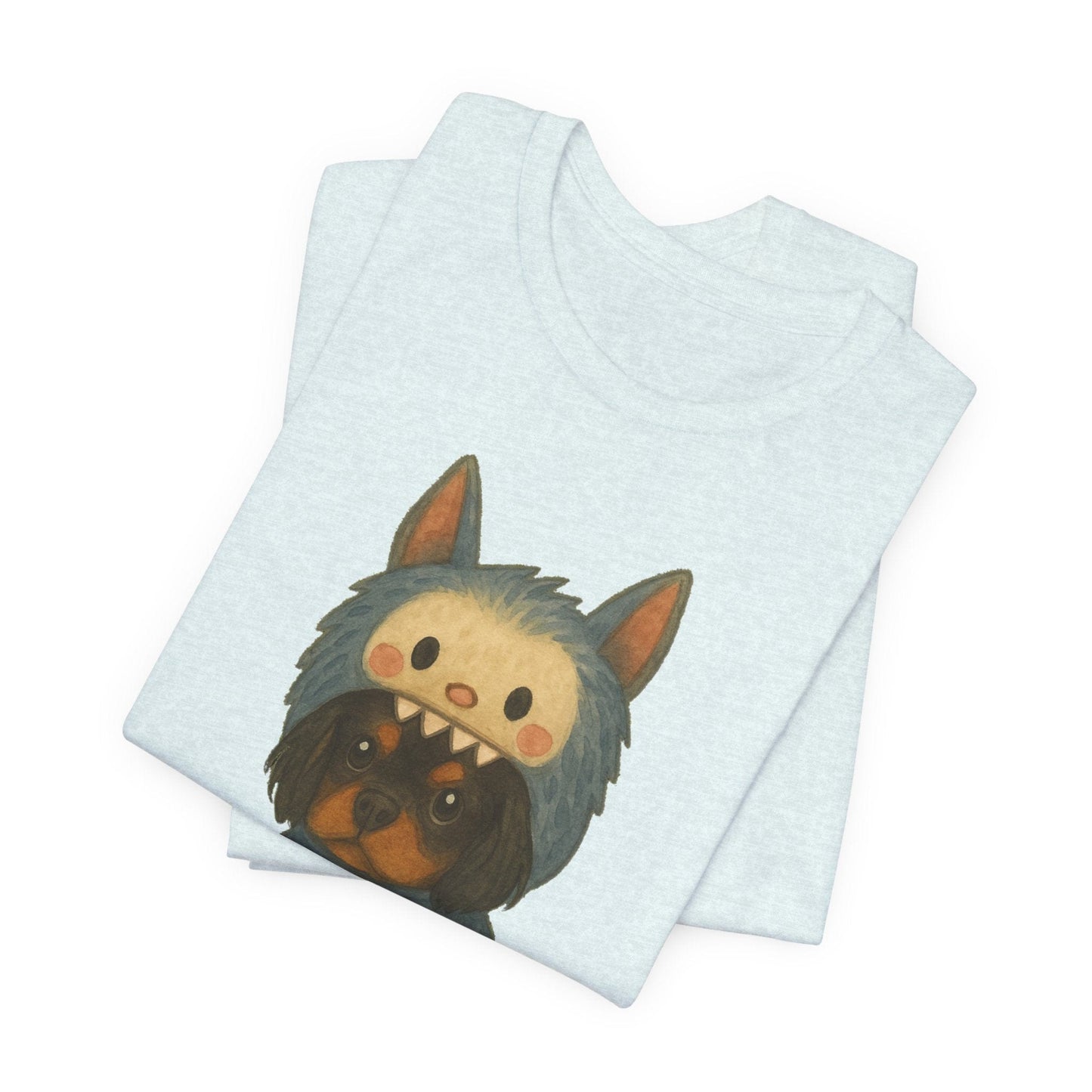 Printify T-Shirt Black Tan Cavalier King Charles Little Monster TShirt
