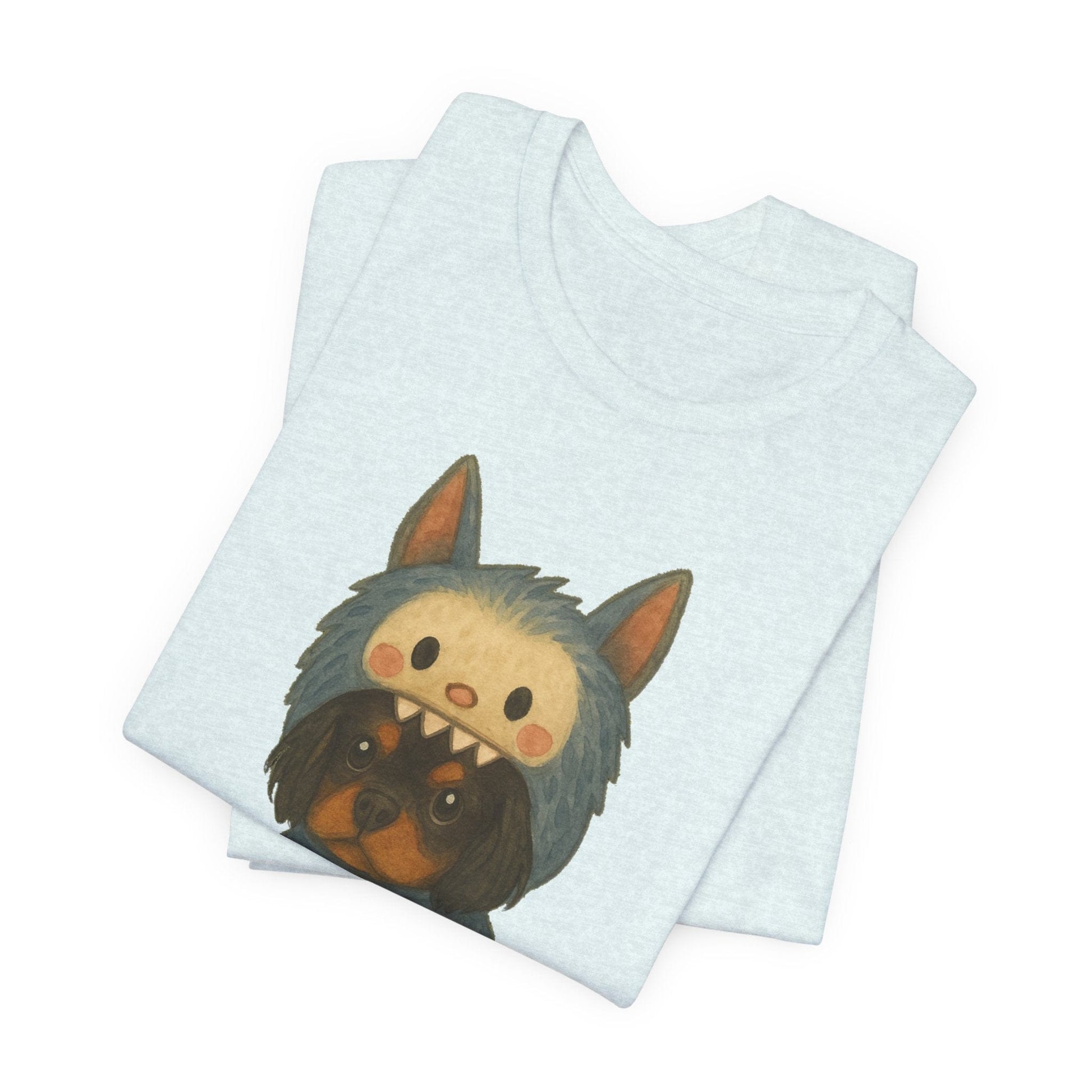 Printify T-Shirt Black Tan Cavalier King Charles Little Monster TShirt